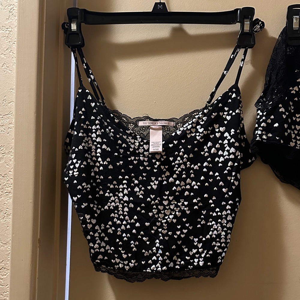 Victoria's Secret Black and White Heart Print Cami
